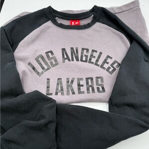 Nike Black and Gray Los Angeles Lakers Crewneck Sweater